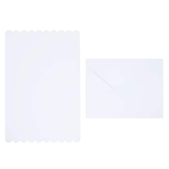 12 Packs: 10 ct. (120 total) 4.25" x 5.5" White Scalloped Cards & Envelopes by Recollections™